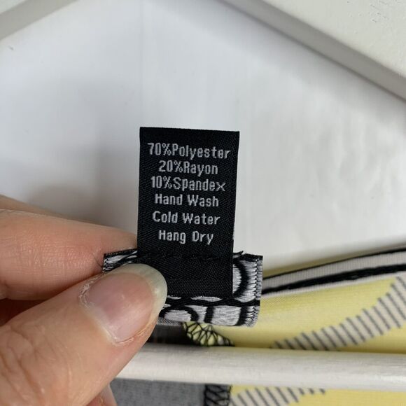 Clara Sun Woo Plus 2X Top Side Tie Tunic Yellow Black Floral Stripe Print Blouse - Picture 7 of 8